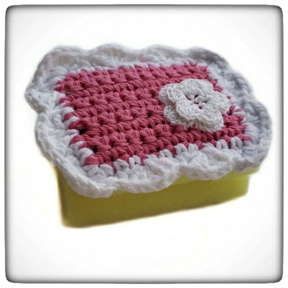 Handmade Crocheted Fancy Kitchen Sponge-Pink